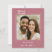 Rose gold ivory photo wedding Save the Date card (正面)