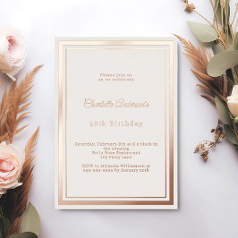 Rose gold ivory simple luxury birthday 箔招待状