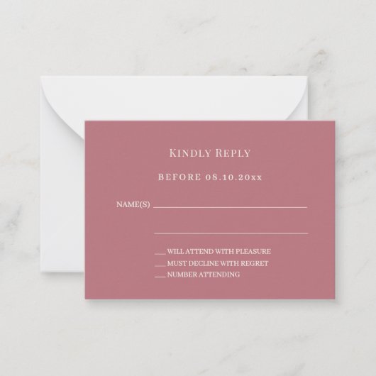 Rose gold ivory wedding response RSVP ノートカード (正面)