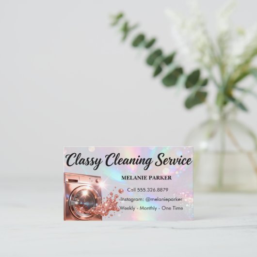 Rose Gold Laundy Holographic Cleaning  名刺 (スタンド正面)