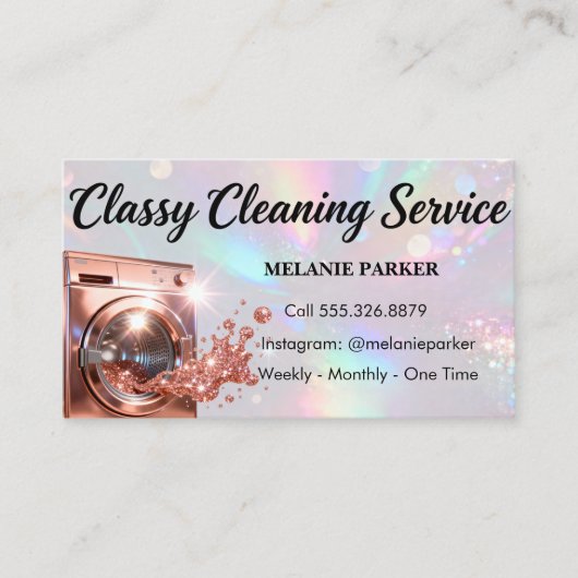 Rose Gold Laundy Holographic Cleaning 名刺 (正面)