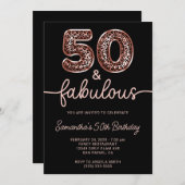 Rose Gold Leopard Balloon Number 50 and Fabulous 招待状 (正面/裏面)
