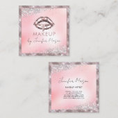 Rose Gold Lips Glitter Makeup Artist Unique Beauty スクエア名刺 (正面/裏面)