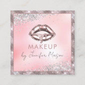 Rose Gold Lips Glitter Makeup Artist Unique Beauty スクエア名刺 (正面)