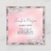 Rose Gold Lips Glitter Makeup Artist Unique Beauty スクエア名刺 (裏面)