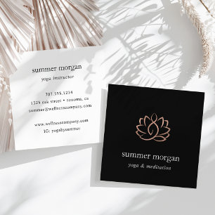 Rose Gold Lotus Logo   Yoga Meditation Wellness スクエア名刺