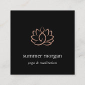 Rose Gold Lotus Logo | Yoga Meditation Wellness スクエア名刺 (正面)