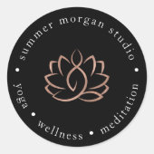 Rose Gold Lotus Logo | Yoga Wellness Spa ラウンドシール (正面)