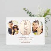 Rose Gold Love Quote Wedding 2 Photos Couple 箔招待状 (立ち正面)