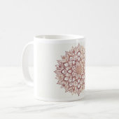 Rose Gold Mandala Mug | Bohemian Floral Pattern |  コーヒーマグカップ (正面左)
