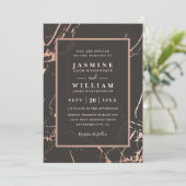 Rose Gold Marble Elegant Modern QR Code Wedding 招待状 (スタンド正面)