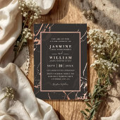 Rose Gold Marble Elegant Modern QR Code Wedding 招待状