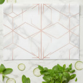 Rose Gold Marble Geometric Pattern キッチンタオル (折り畳み)