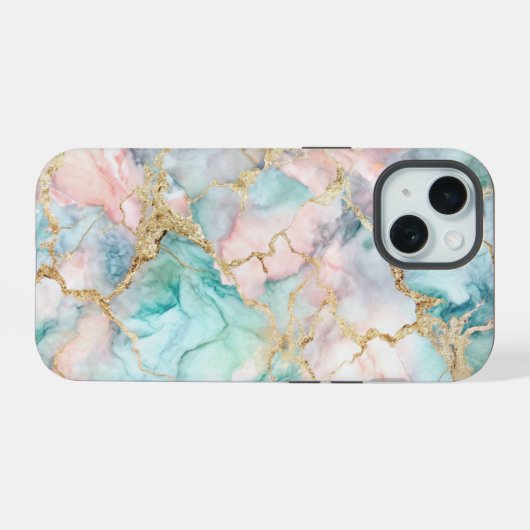 Rose Gold Marble iPhone 15ケース (裏面横)