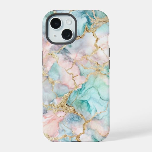 Rose Gold Marble iPhone 15ケース (裏面)