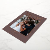 Rose Gold Merry Married 2 Photos First Christmas 箔シーズンカード (回転した状態)