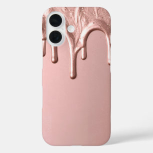 Rose Gold Metallic Drip iPhone 16ケース