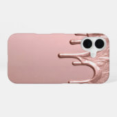 Rose Gold Metallic Drip iPhone 16ケース (裏面横)