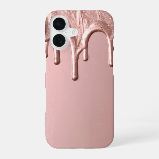 Rose Gold Metallic Drip iPhone 16ケース (裏面)