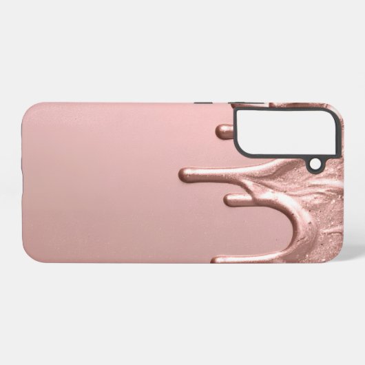 Rose Gold Metallic Drip Samsung Galaxyケース (裏面横)