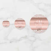 Rose Gold Monogram Glitter Elegant Wedding  コンフェッティ (裏面)
