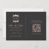 Rose Gold Monogram Qr Code Wedding  セーブザデート (正面)