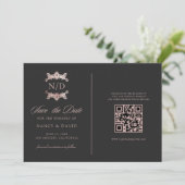 Rose Gold Monogram Qr Code Wedding  セーブザデート (スタンド正面)