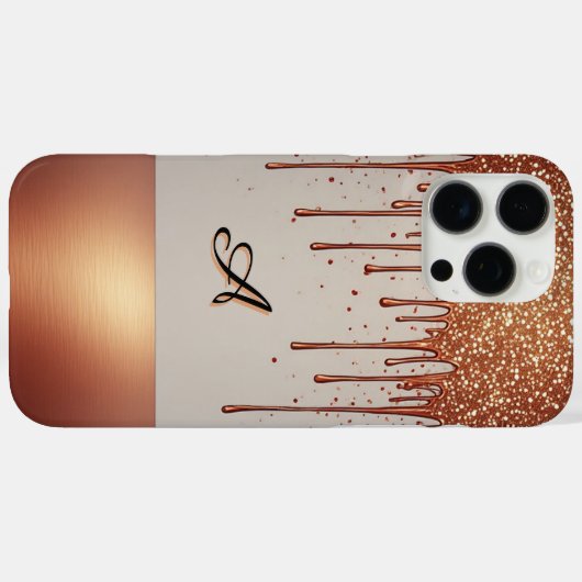 ✨ Rose Gold Name Glow – Glitter Drip Luxury Custom Case-Mate iPhoneケース (裏面 (横))