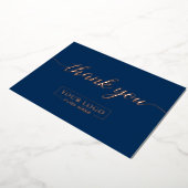 Rose Gold Navy Blue Custom Business logo 箔シーズンカード (回転した状態)