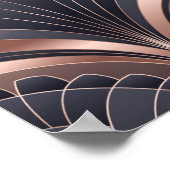 Rose Gold Navy Geometric Fan Neo Deco Art ポスター (角)