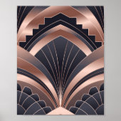 Rose Gold Navy Geometric Fan Neo Deco Art ポスター (正面)