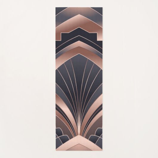 Rose Gold Navy Geometric Fan Neo Deco Art ヨガマット (正面)