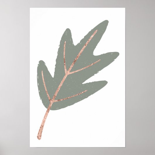 Rose Gold Oak Leaf Wall Print ポスター (正面)