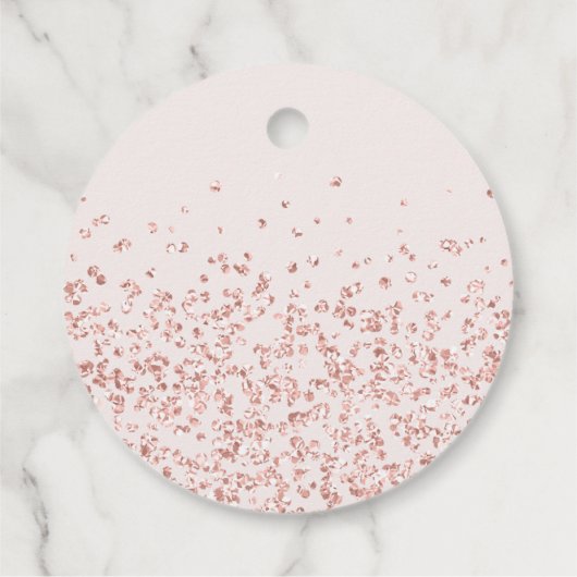 Rose Gold Oh Girl Favor Confetti Script フェイバータグ (裏面)