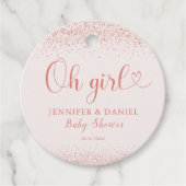 Rose Gold Oh Girl Favor Confetti Script フェイバータグ (正面)