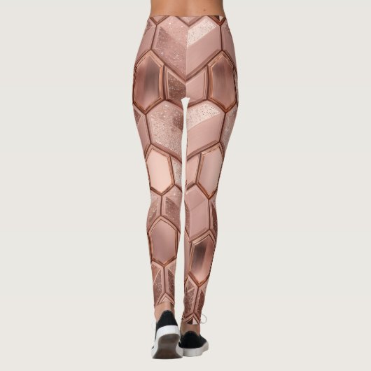 Rose Gold Pattern Design – Elegant Luxury Metallic レギンス (裏面)
