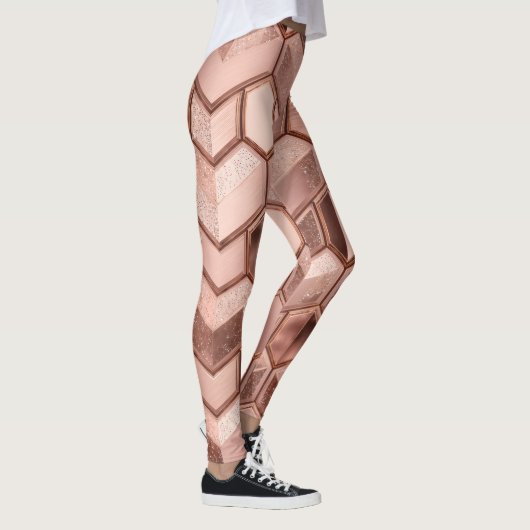 Rose Gold Pattern Design – Elegant Luxury Metallic レギンス (右)
