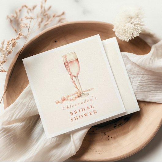 Rose Gold Pearls and Prosecco スタンダードカクテルナプキン