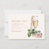 Rose Gold Pearls and Prosecco Bridal Shower サンキューカード (正面)