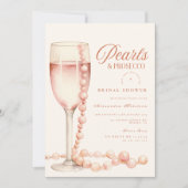 Rose Gold Pearls and Prosecco Bridal Shower 招待状 (正面)