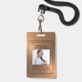 Rose Gold/Personalised Photo - Employee Award バッジ (Front with Lanyard)