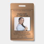 Rose Gold/Personalised Photo - Employee Award バッジ (Back)