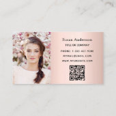 Rose gold photo QR code glitter dust female 名刺 (裏面)