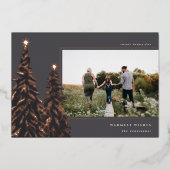 Rose Gold Pine | Elegant Christmas Photo 箔シーズンカード (正面)