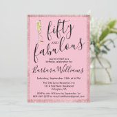 *Rose Gold Pink 50 & Fabulous 50th Birthday Party  招待状 (スタンド正面)