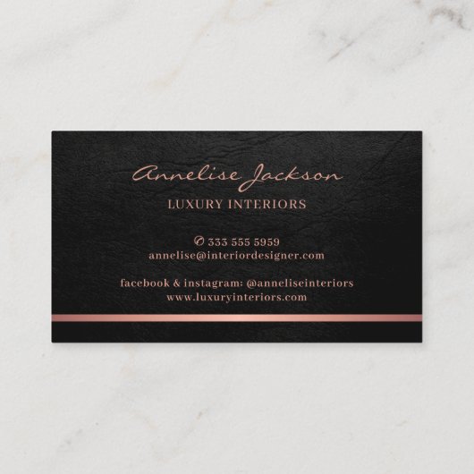 Rose gold pink black elegant professional 名刺 (裏面)