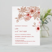 Rose Gold  Pink Cherry Blossom Wedding 箔招待状 (立ち正面)