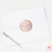 Rose gold pink floral wreath First Communion ラウンドシール (封筒)