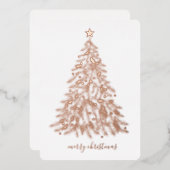 Rose Gold Pressed Wreath Merry Christmas Foil Holi 箔シーズンカード (正面/裏面)