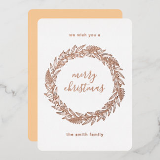 Rose Gold Pressed Wreath Merry Christmas Foil Holi 箔シーズンカード